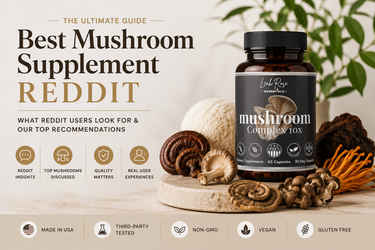 Best Mushroom Supplement Reddit Guide | Leah Rose Essentials Mushroom Complex 10X with Lion's Mane, Reishi, Cordyceps, Turkey Tail, and Chaga