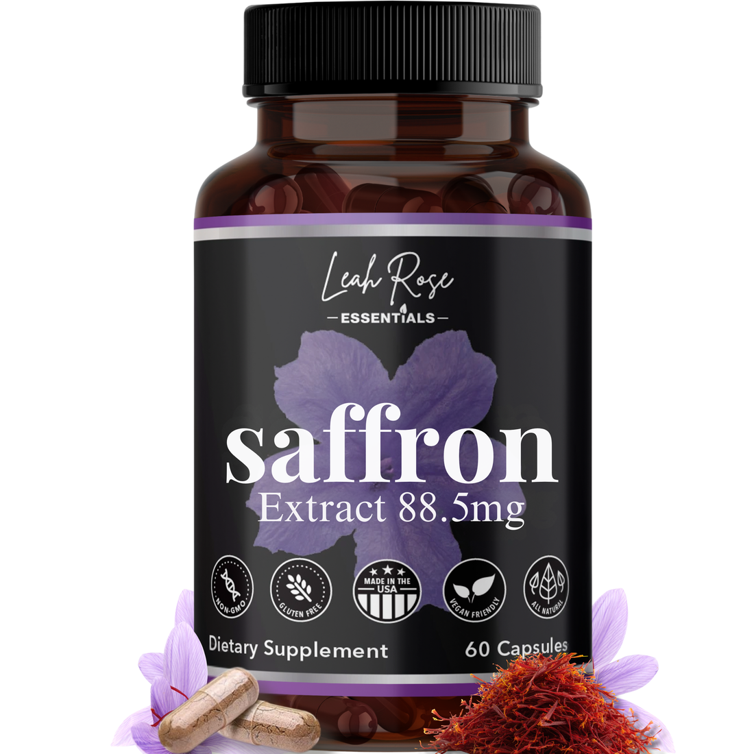 Leah Rose Essentials Saffron Supplement is 3rd party lab tested and made in the usa