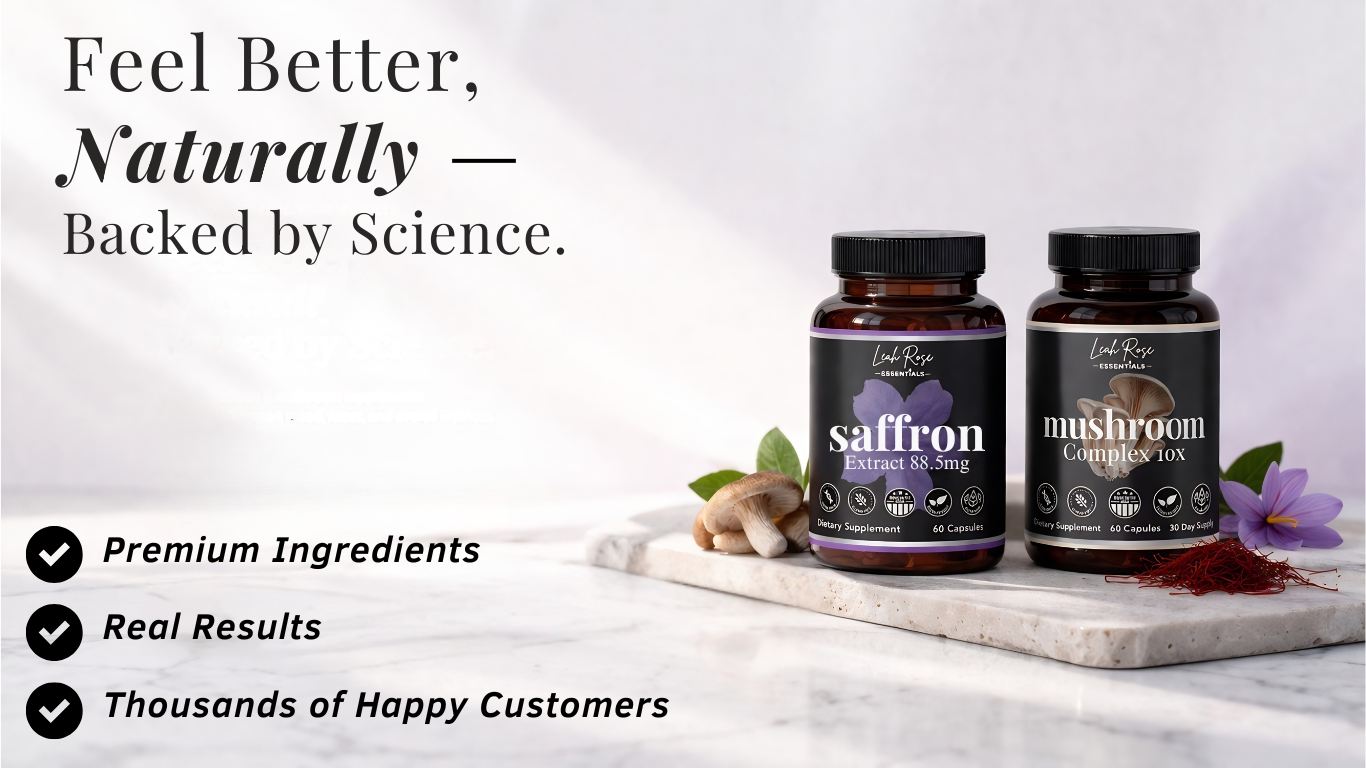 Saffron extract supplement and mushroom complex supplements