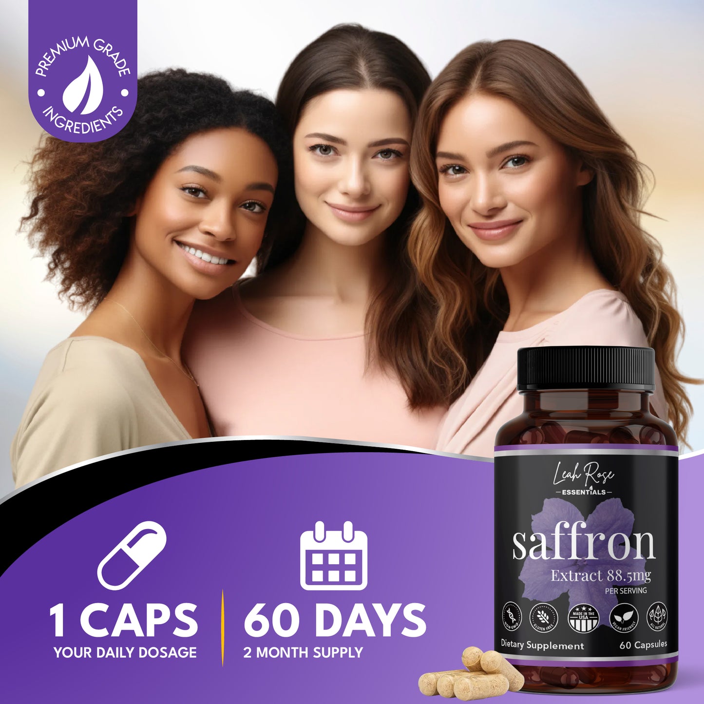 All Natural Saffron Extract 88.5mg - 60 capsules