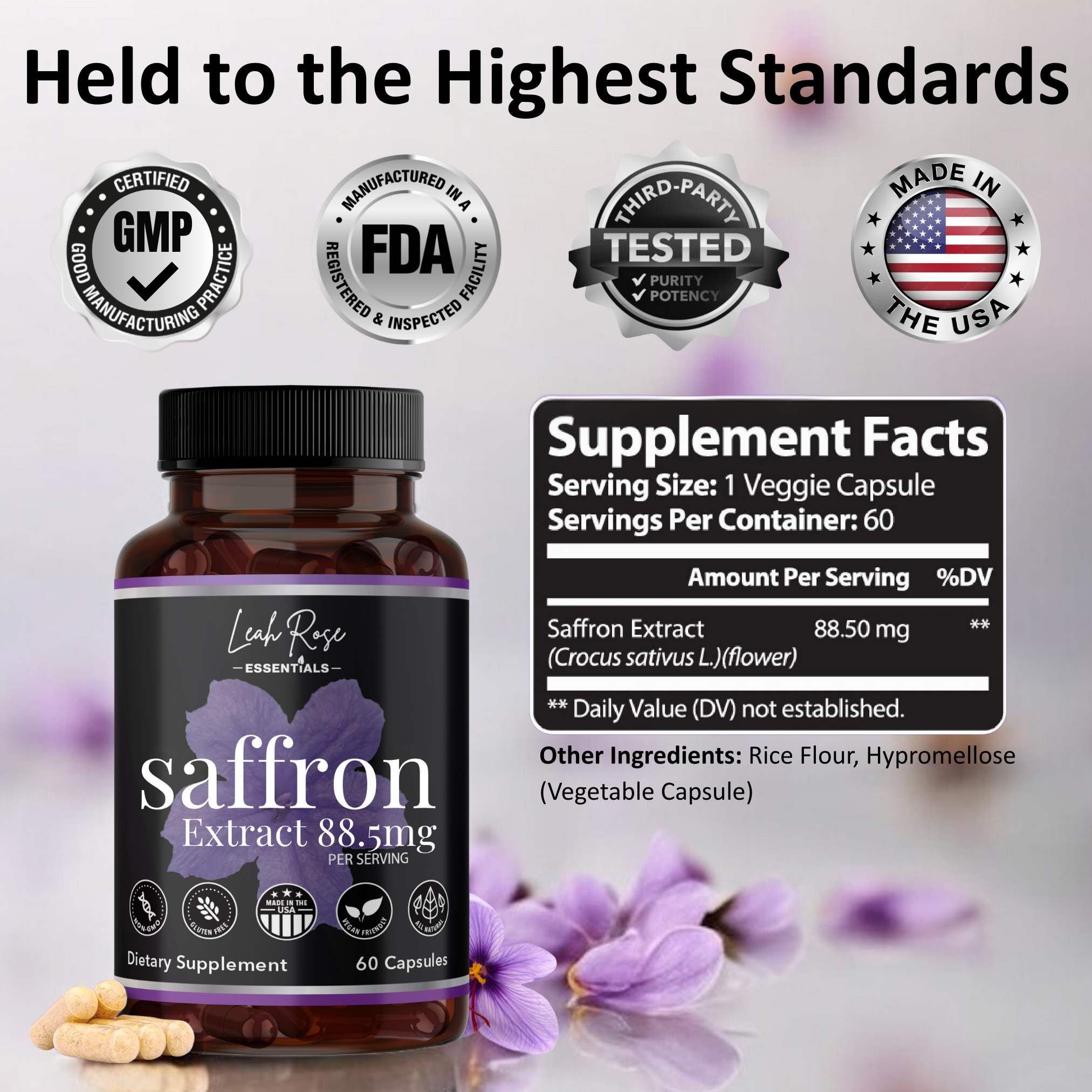 Our saffron supplement is made in a FDA registered and inspected facility right here in the USA. It is 3rd party lab tested with COA available upon request. Our facility is also GMP certified.