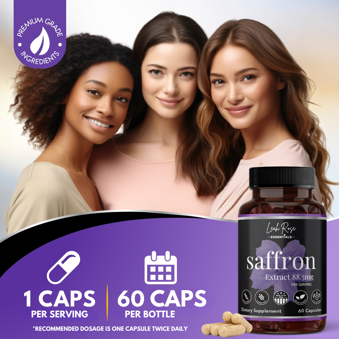 All Natural Saffron Extract 88.5mg - 60 capsules