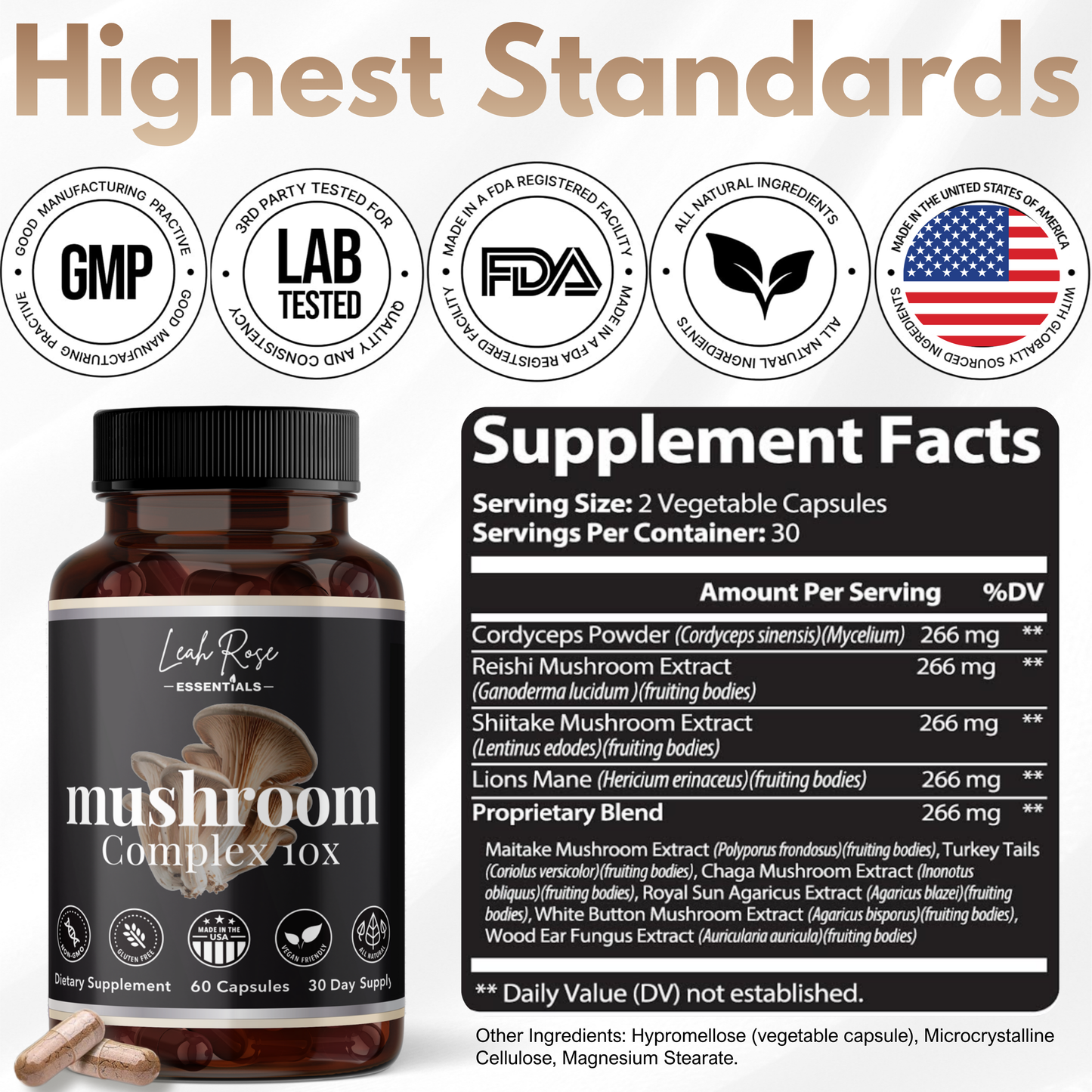 All Natural Mushroom Complex 10X - 60 Capsules