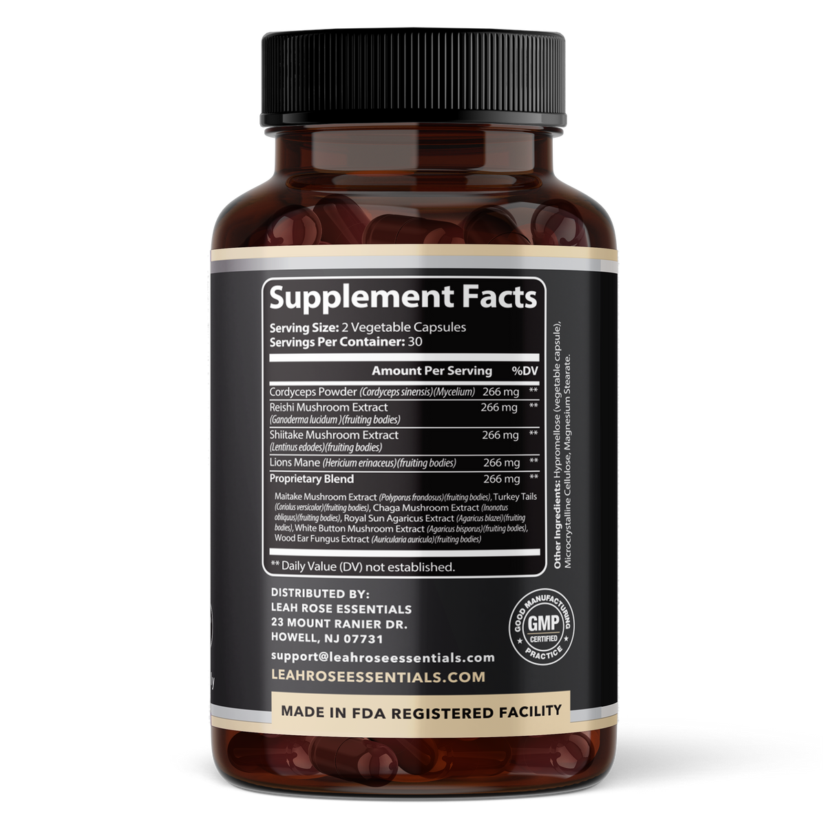 Supplement bottle with label showing 'Supplement Facts' on a white background